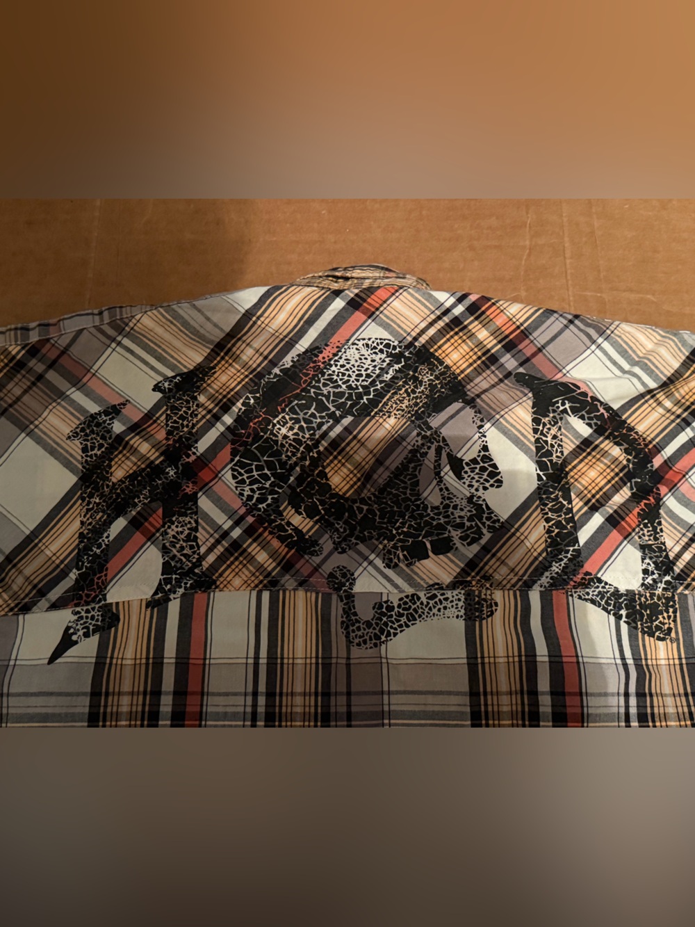 Harley-Davidson Plaid Shirt in Black, Tan & Orange